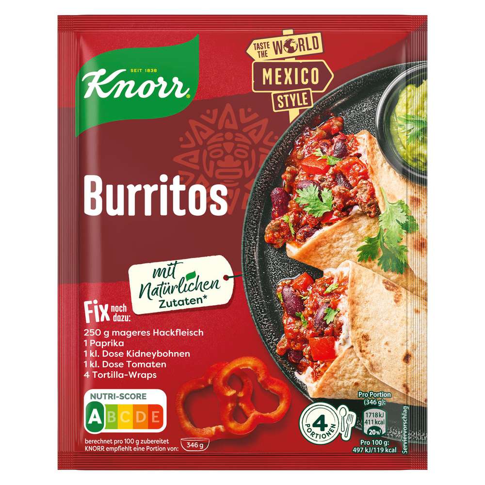 Produktabbildung Knorr Fix-Würzmischung, Burritos
