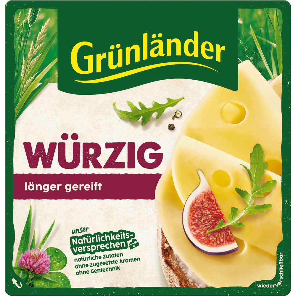 Produktabbildung Grünländer Käsescheiben Würzig