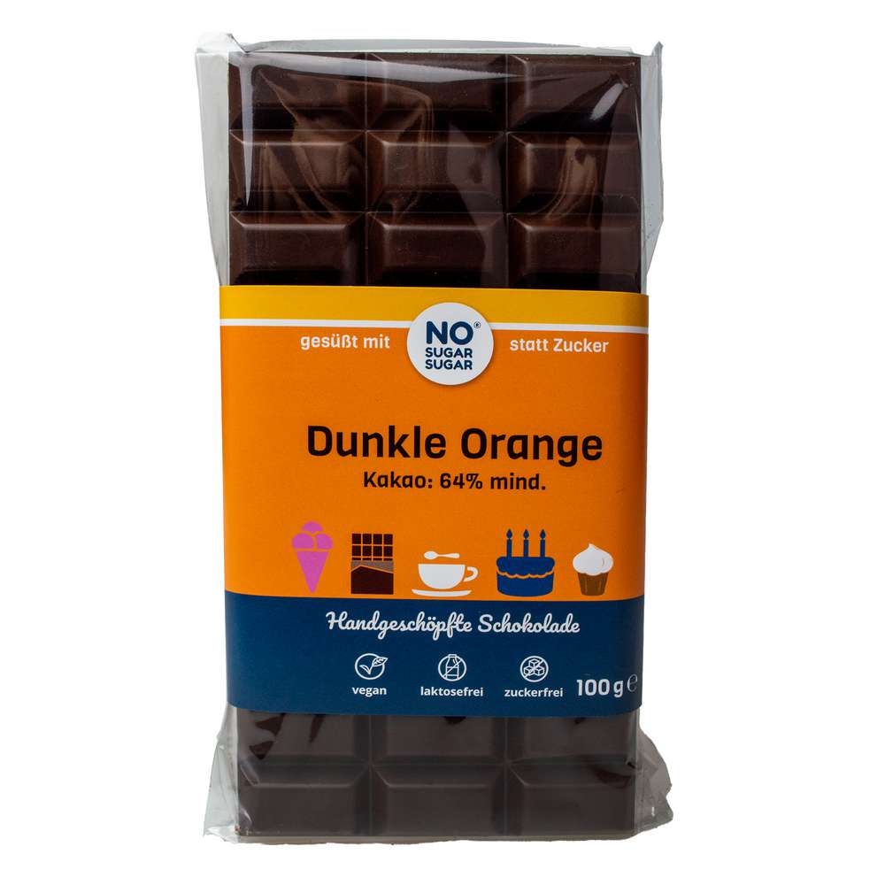 Produktabbildung No Sugar Tafelschokolade dunkle Orange