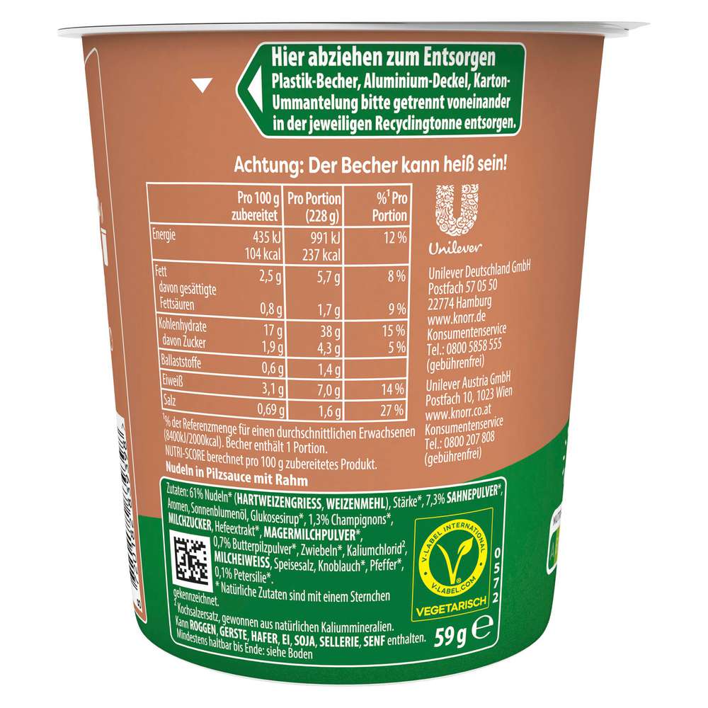 Produktabbildung Knorr Pasta Snack, Pilz-Rahm