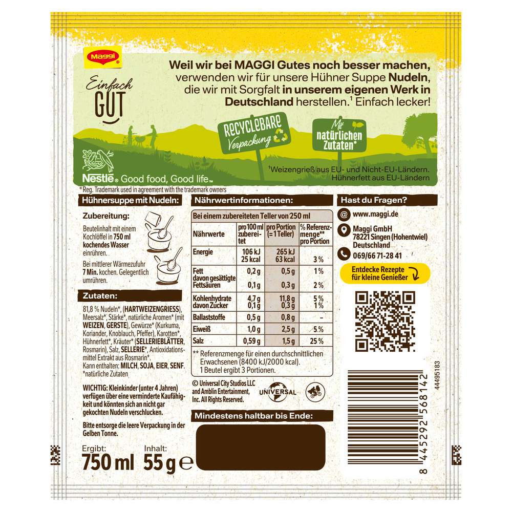 Produktabbildung Maggi Hühner Suppe Guten Appetit Jurassic World