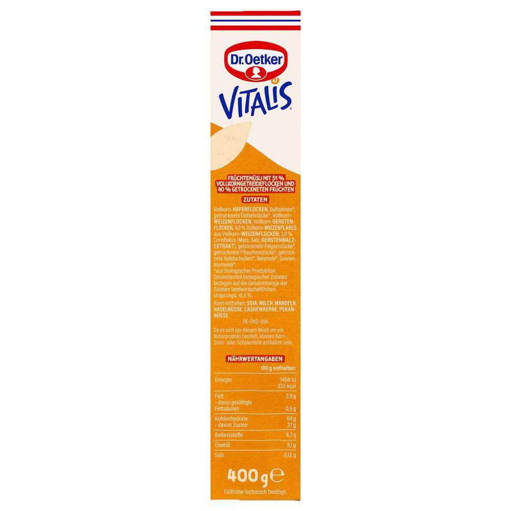 Produktabbildung Vitalis Vitalis Früchtemüsli ohne Zuckerzusatz