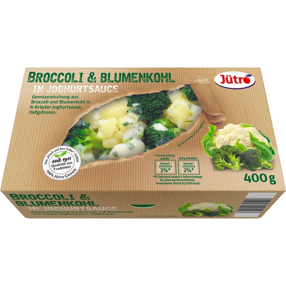 Produktabbildung Jütro Broccoli & Blumenkohl in Joghurtsauce, tiefgekühlt