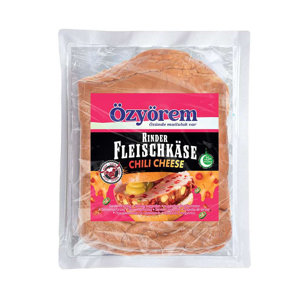 Produktabbildung Özyörem Fleischkäse-Aufschnitt Rind, Chili Cheese