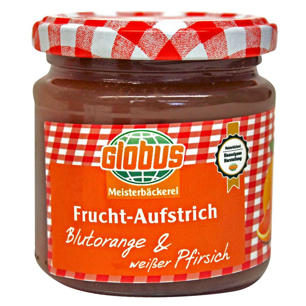 Produktabbildung GLOBUS Meisterbäckerei Fruchtaufstrich Blutorange & weißer Pfirsich 230g