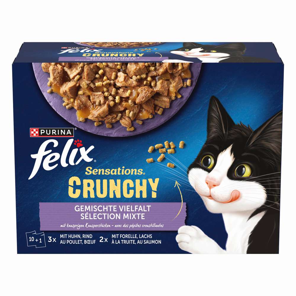 Produktabbildung Felix Katzen-Nassfutter, Sensations Crunchy, Gemischte Vielfalt