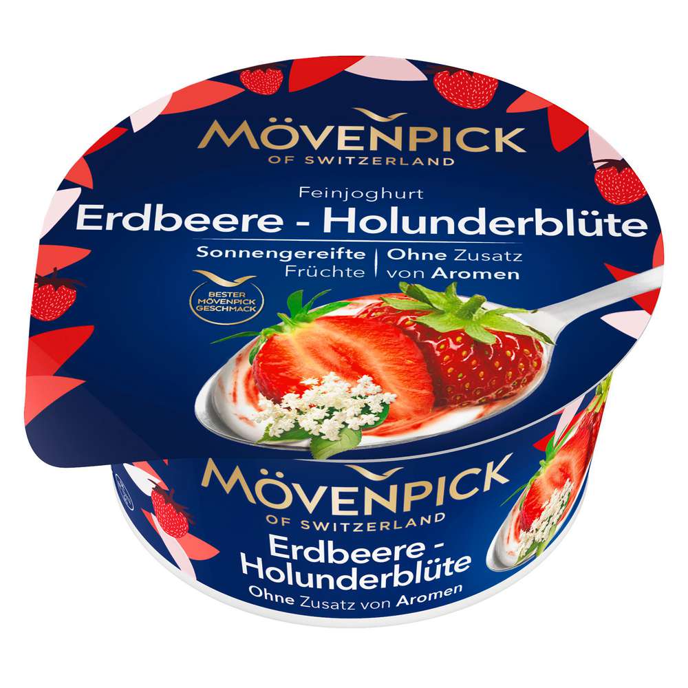 Produktabbildung Mövenpick Rahmjoghurt, Erdbeere-Holunderblüte