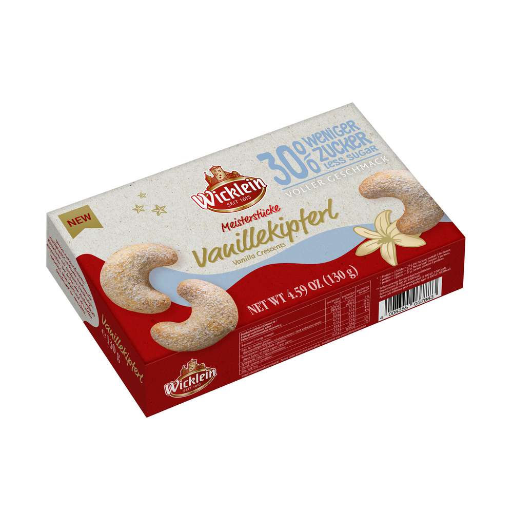 Produktabbildung Wicklein Vanillekipferl 30 % weniger Zucker