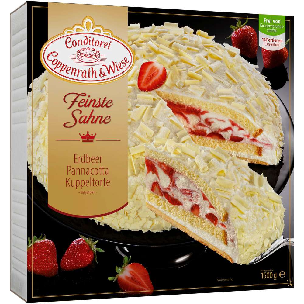 Produktabbildung Conditorei Coppenrath & Wiese Feinste Sahne Torte Erdbeer/PannaCotta, tiefgekühlt