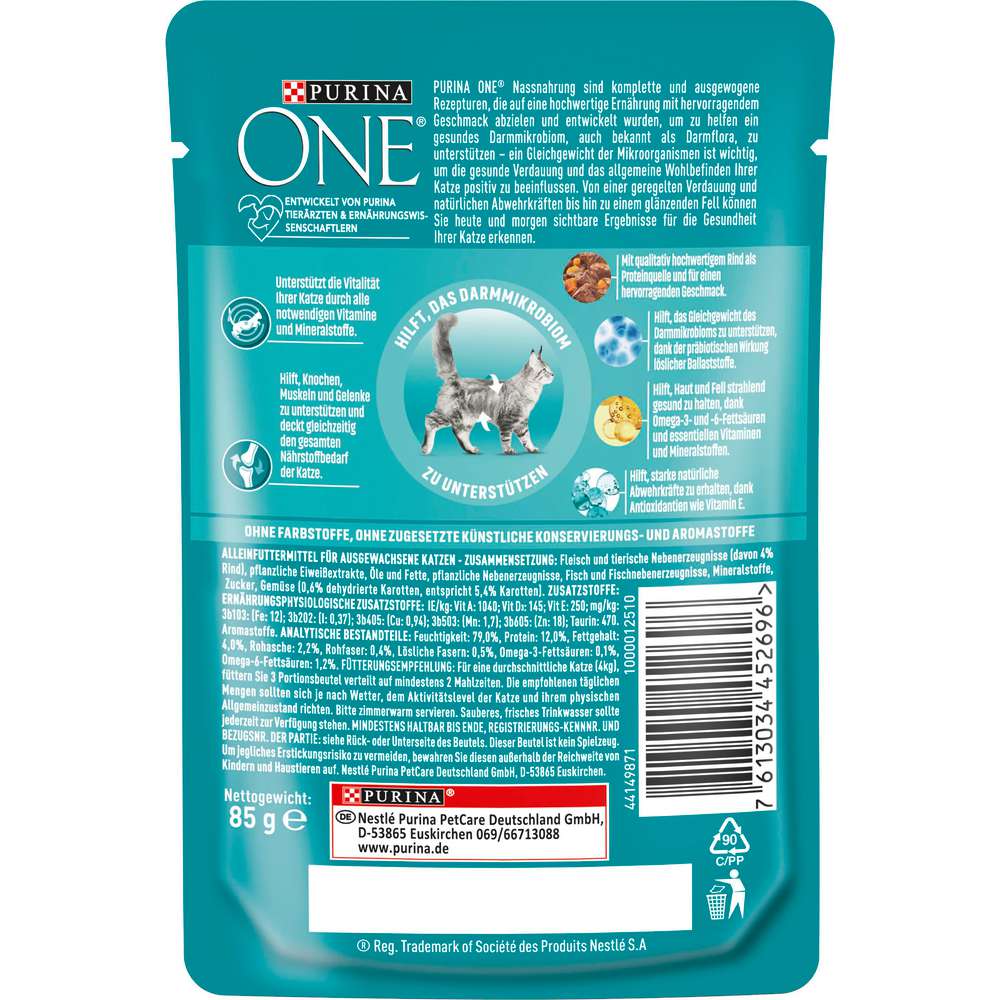 Produktabbildung Purina Katzen-Nassfutter One Adult, Rind/Karotten