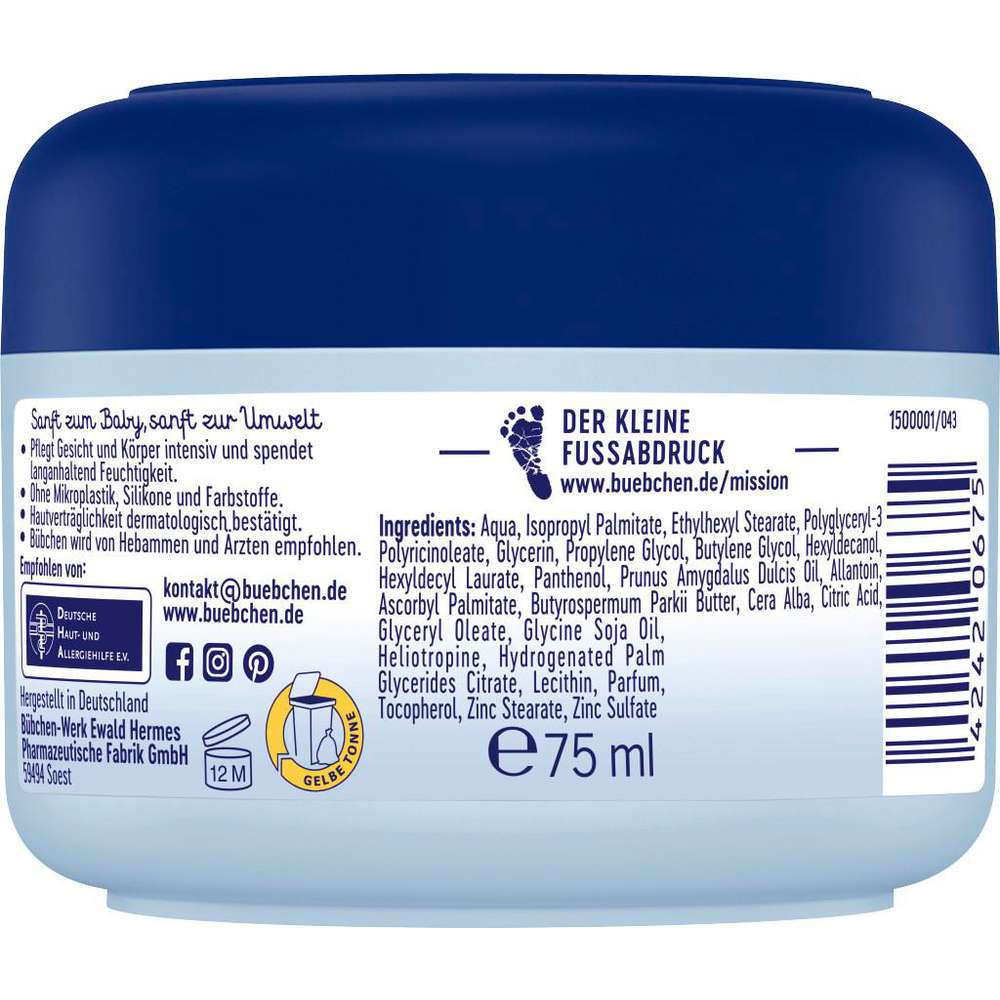 Produktabbildung Bübchen Baby Pflege Creme, sensitiv