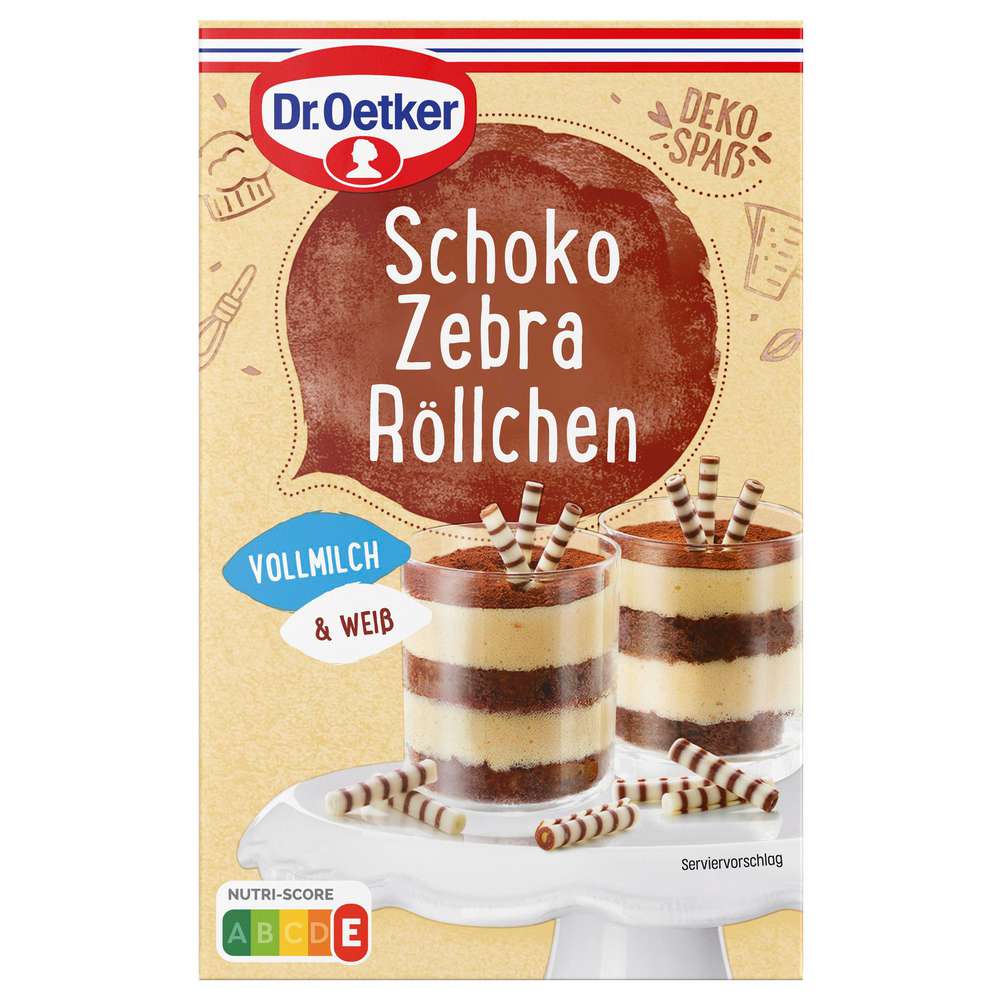 Produktabbildung Dr. Oetker Schoko Dekor, Zebra-Röllchen