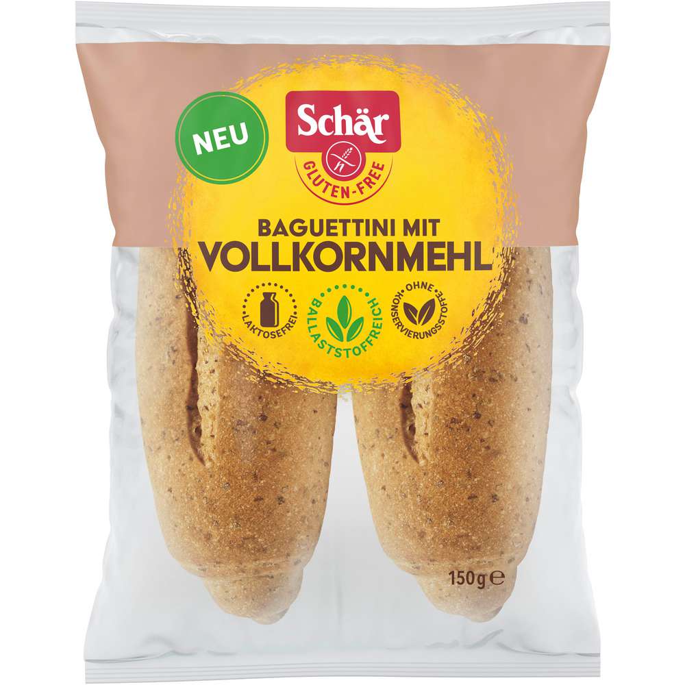 Produktabbildung Schär Baguettini mit Vollkornmehl, glutenfrei