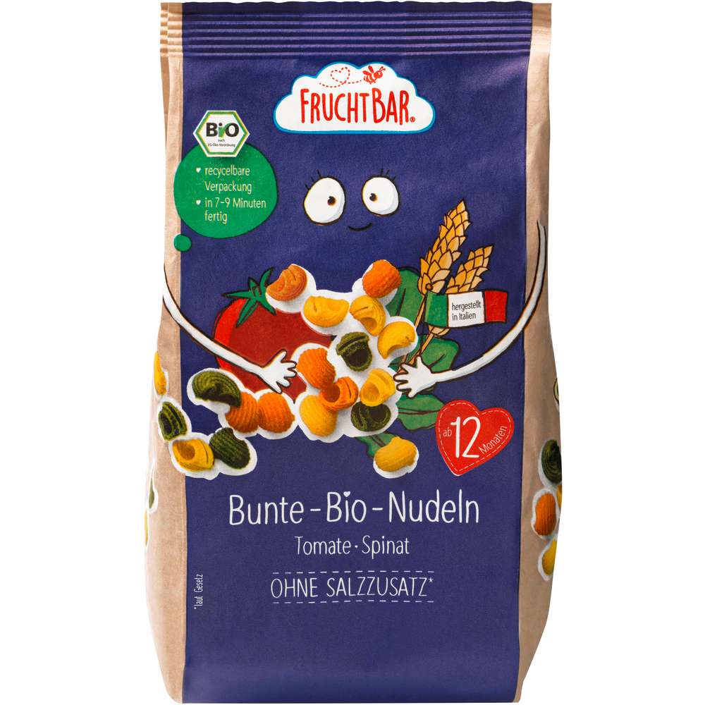 Produktabbildung Fruchtbar Bio Nudeln bunt, Tomate-Spinat
