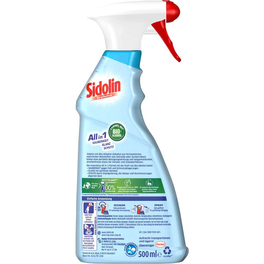 Produktabbildung Sidolin Glasreiniger Streifenfrei, Cristal