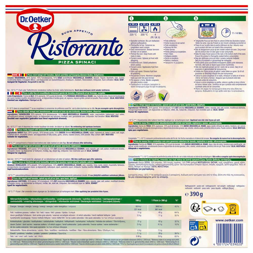 Produktabbildung Dr. Oetker Pizza Ristorante, Spinat
