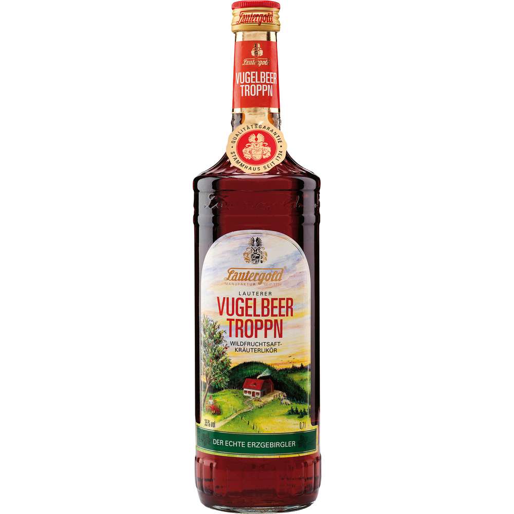 Produktabbildung Lautergold Vugelbeer Troppn, Wildfruchtsaft-Kräuterlikör 35 %