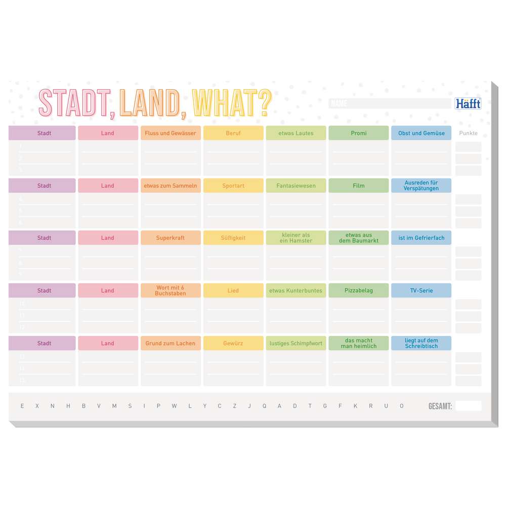 Produktabbildung Haefft Spiele-Block, Stadt-Land-What? A4
