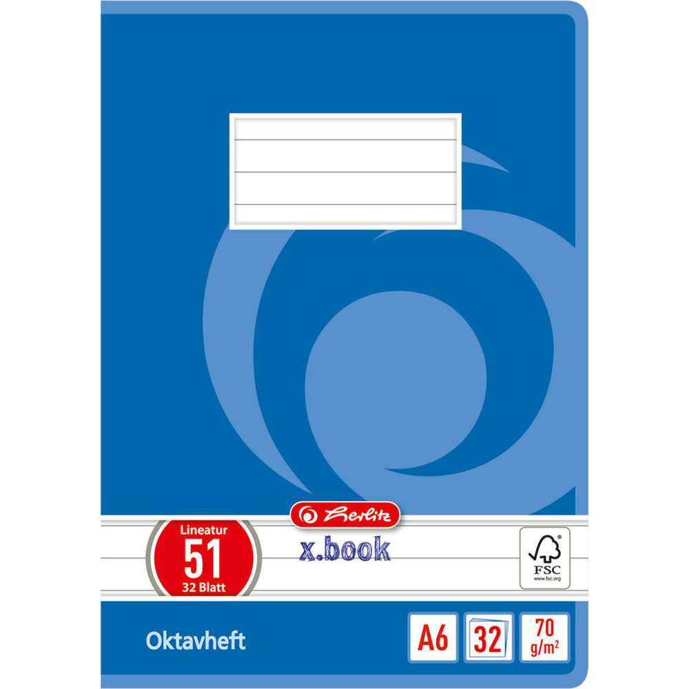Produktabbildung Herlitz Oktavheft A6, lin, 32 Blatt