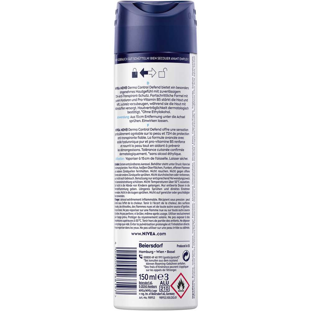 Produktabbildung Nivea Deospray Men, Derma Control Defend