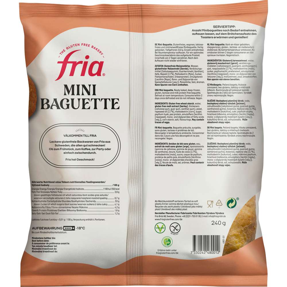 Produktabbildung Fria Minibaguette, tiefgekühlt