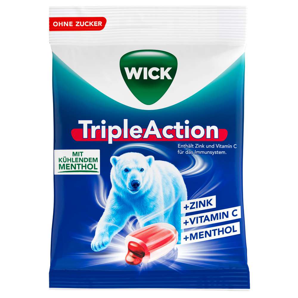 Produktabbildung Wick Bonbons Triple Action, ohne Zucker