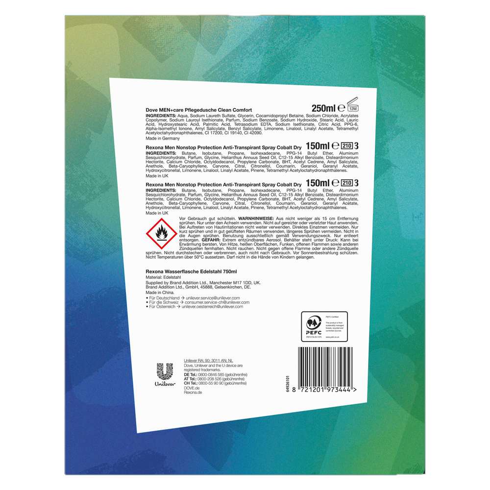 Produktabbildung Rexona Geschenk-Set Sports Collection, mit Wasserflasche