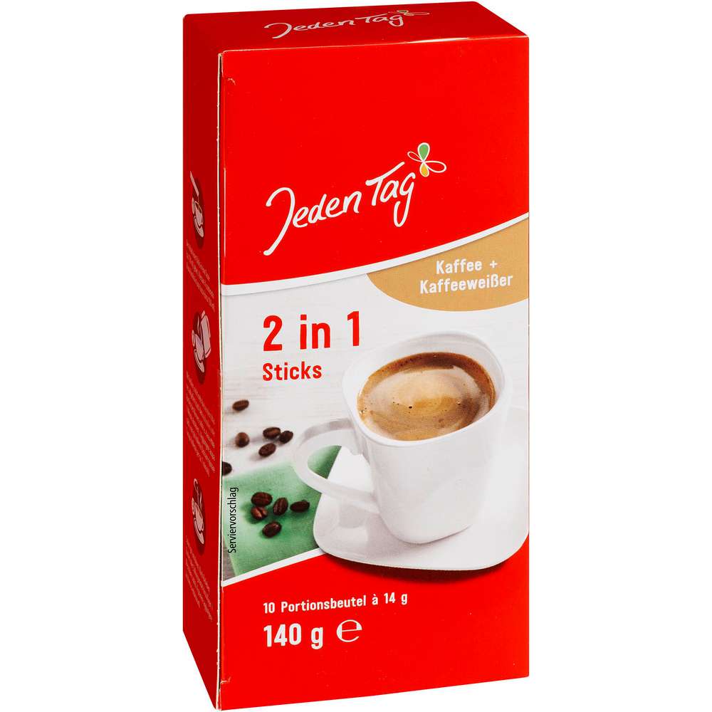 Produktabbildung Jeden Tag Kaffeesticks 2in1, Kaffee+Kaffeeweißer