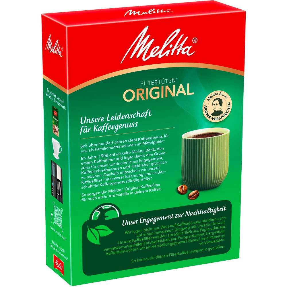Produktabbildung Melitta Kaffee-Filtertüten 102 Original, mit 3 Aromazonen, naturbraun
