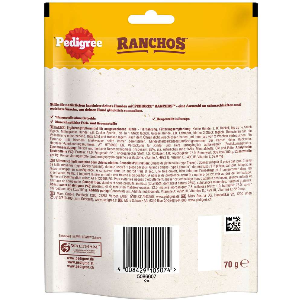 Produktabbildung Pedigree Hunde-Snack Ranchos, Rind