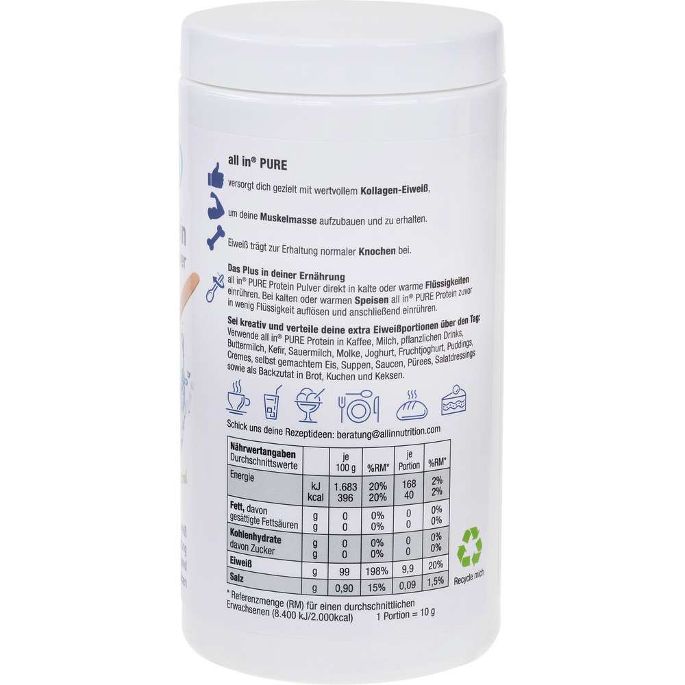Produktabbildung allin Protein Pulver, geschmacksneutral