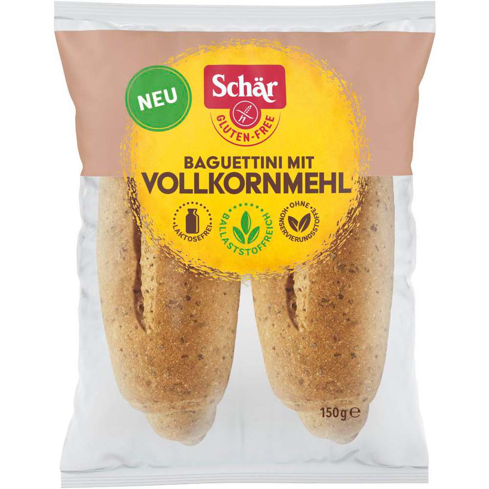 Produktabbildung Schär Baguettini mit Vollkornmehl, glutenfrei