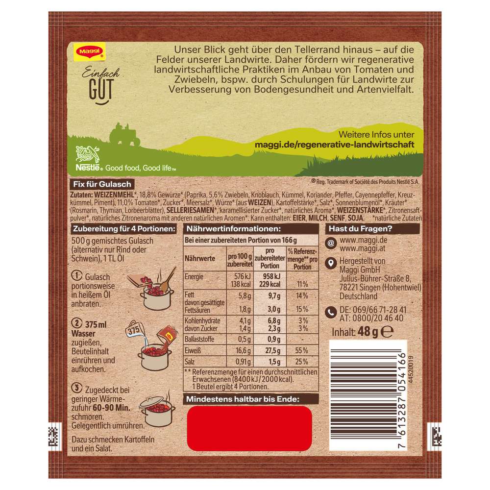 Produktabbildung Maggi Gewürzmischung Fix, Gulasch 100 % natürliche Zutaten