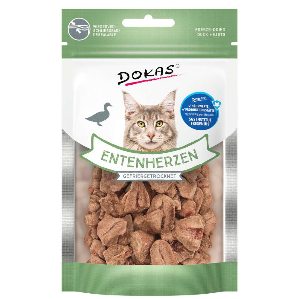 Produktabbildung Dokas Katzen-Snack, Entenherz gefriergetrocknet