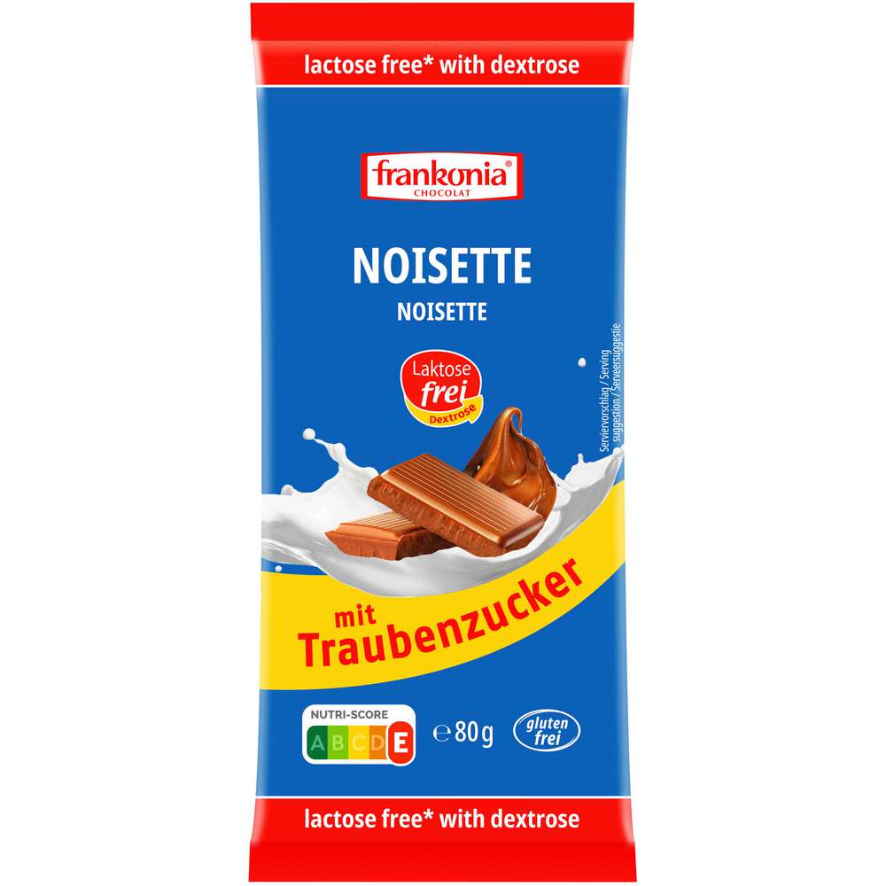 Produktabbildung FRANKONIA Tafelschokolade Noisette, Laktose-/Glutenfrei