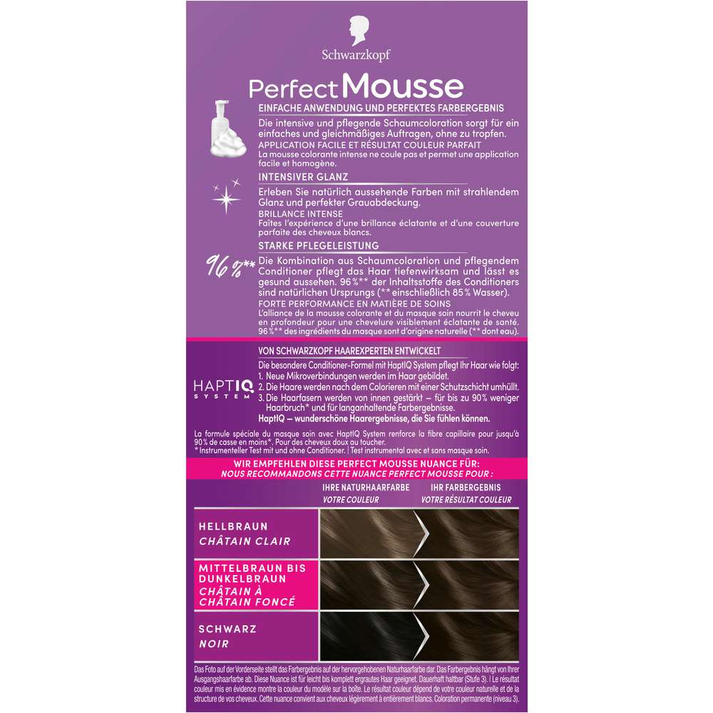 Produktabbildung Schwarzkopf Haarfarbe Perfect Mousse, 400 Dunkelbraun