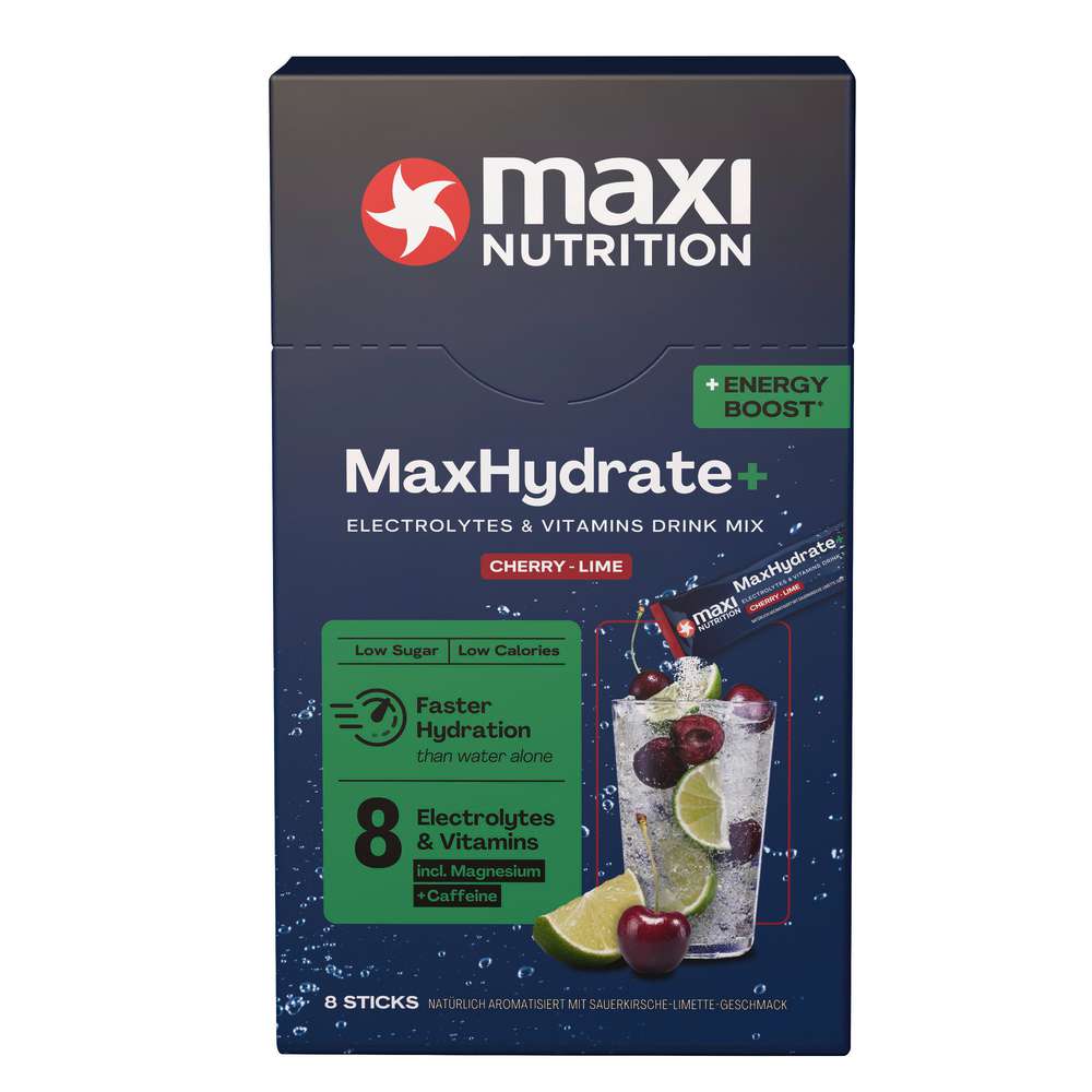 Produktabbildung maxi NUTRITION Drink Mix MaxHydrate+ Energy Cherry-Lime