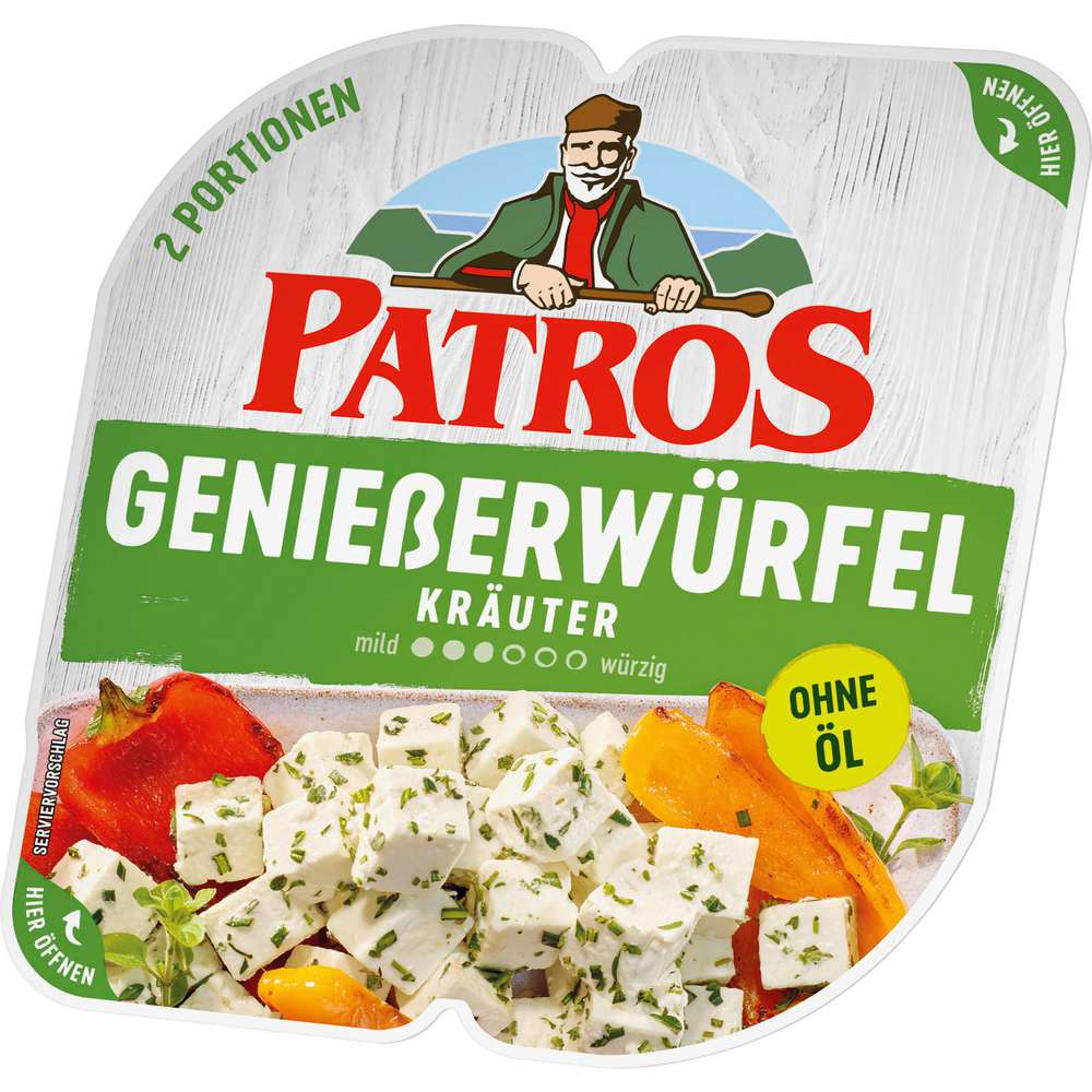 Produktabbildung Patros Hirtenkäse Genießerwürfel, Kräuter