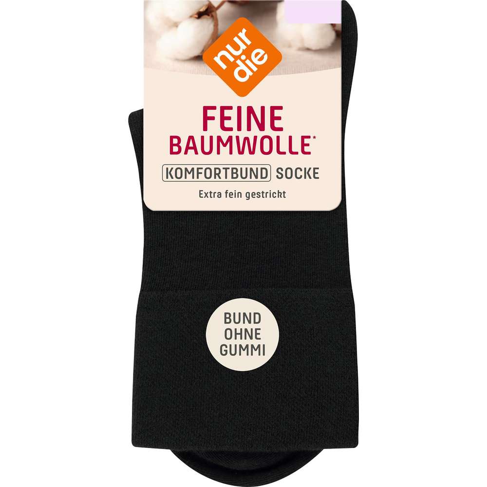Produktabbildung Nur Die Socken Feine Baumwolle Komfort, schwarz, 39-42