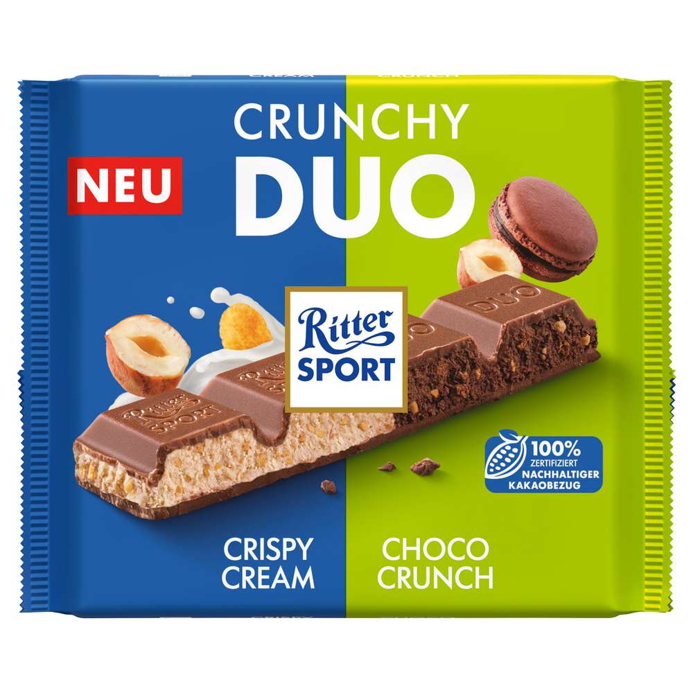 Produktabbildung Ritter Sport Tafelschokolade, Crunchy Duo, Crispy Cream/Schoco Crunch