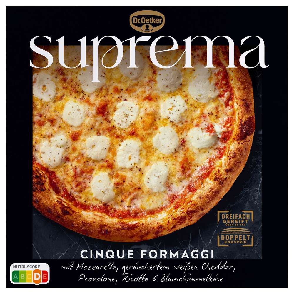 Produktabbildung Dr. Oetker Pizza Suprema, Cinque Formaggi, tiefgekühlt