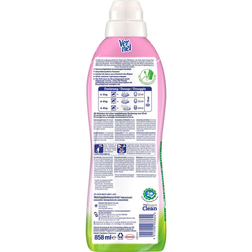 Produktabbildung Vernel Weichspüler Aroma Therapie, Wildrose