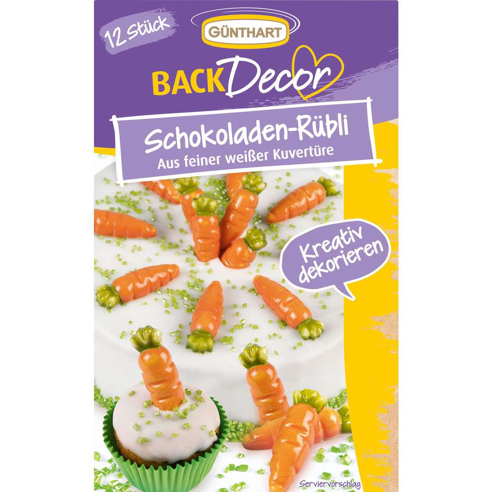 Produktabbildung Günthart Dekor Schokoladen-Rübli, weiße Schokolade