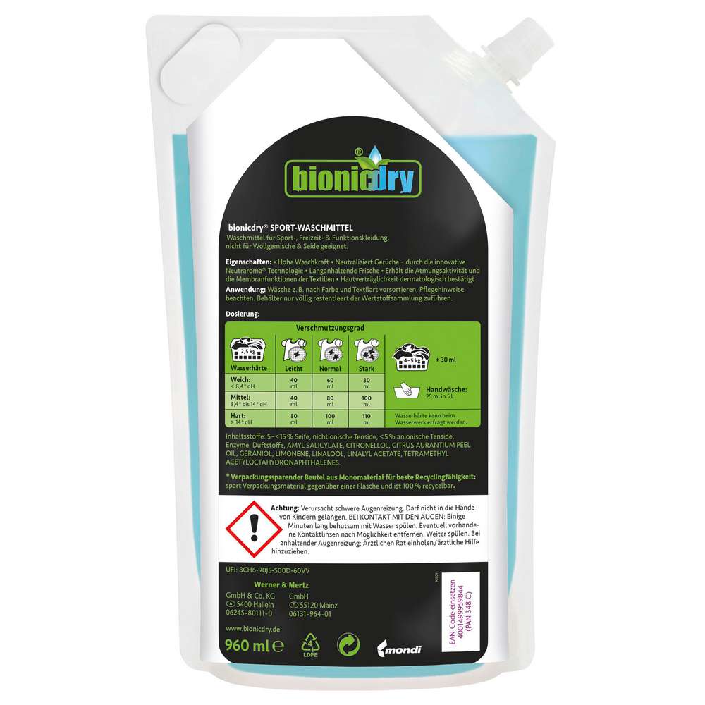 Produktabbildung Bionicdry Sport-Waschmittel, flüssig, neutralisiert Gerüche