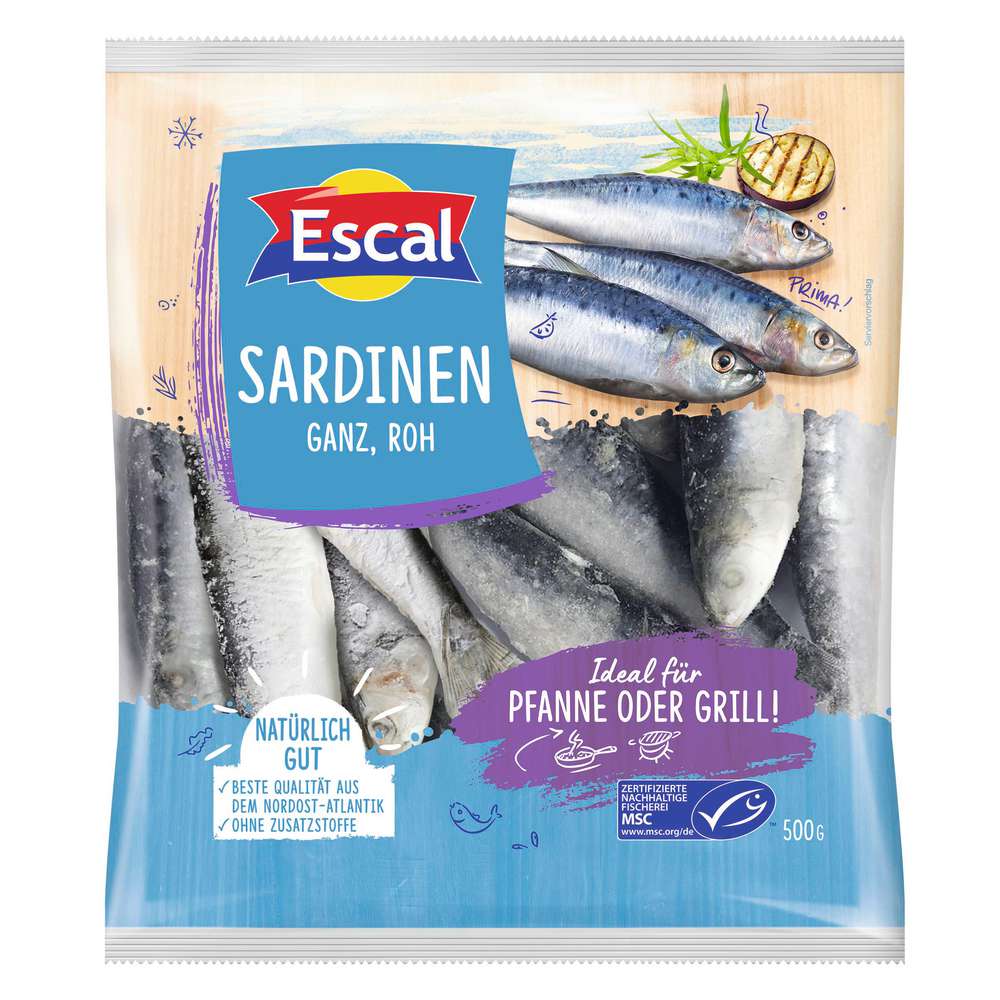 Produktabbildung Escal MSC Sardinen ganz, roh, tiefgekühlt