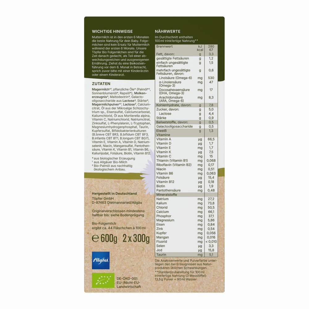 Produktabbildung Töpfer Lactana Folgemilch 2
