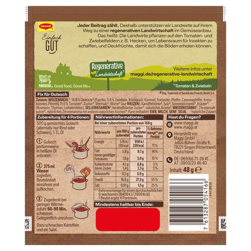 Produktabbildung Maggi Gewürzmischung Fix, Gulasch 100 % natürliche Zutaten
