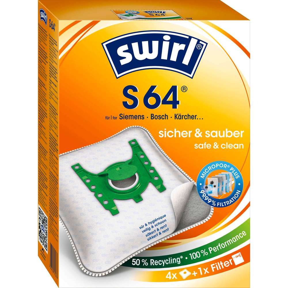 Produktabbildung Swirl Staubsaugerbeutel S 64 safe & clean