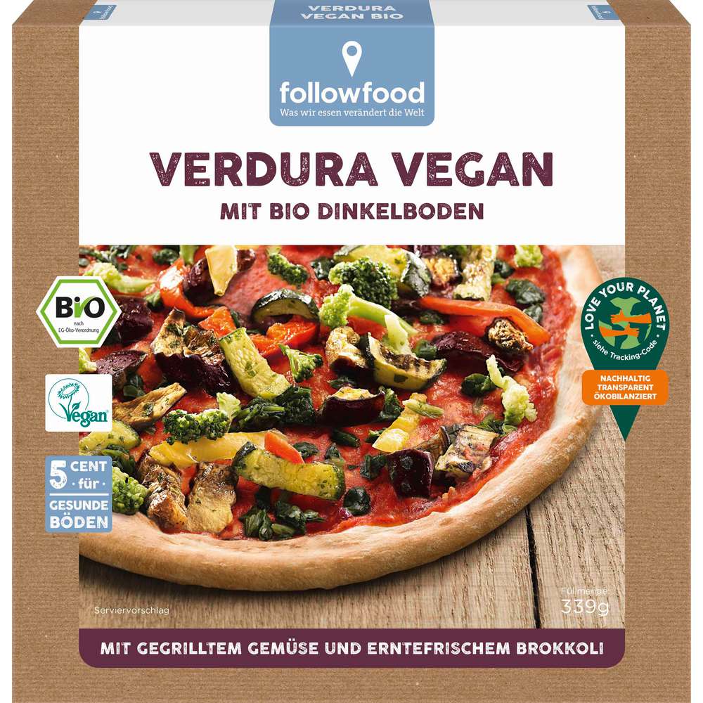 Produktabbildung followfood Bio Pizza Verdura vegan, tiefgekühlt