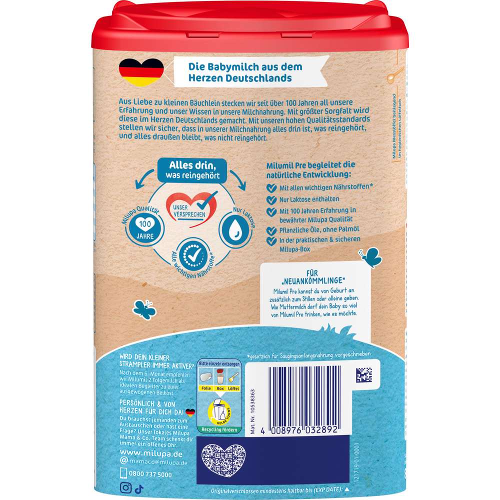 Produktabbildung Milupa Milumil Anfangsmilch, Pre